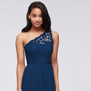 Long One Shoulder Lace Bridesmaid Dress